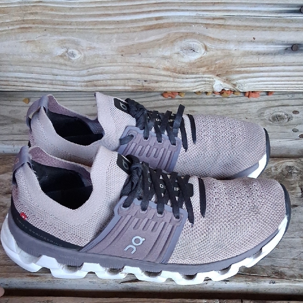 On Running Cloudswift Taupe and Black Athletic Shoes - Picture 6 of 12
